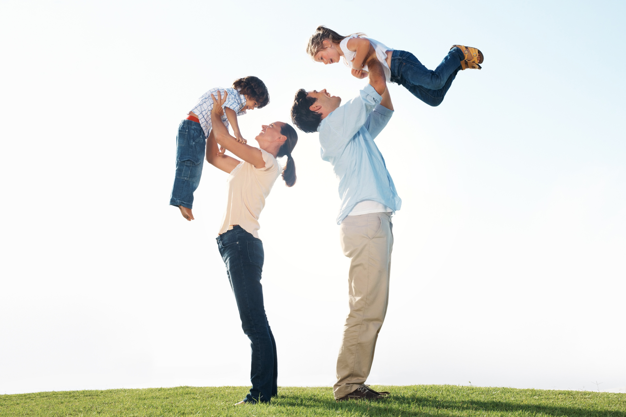 Happy parents with kids